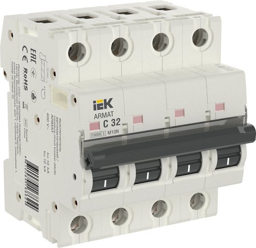 Выключатель автоматический IEK ARMAT M10N 4п 32А C 10кА фото Выключатель автоматический IEK ARMAT M10N 4п 32А C 10кА картинка